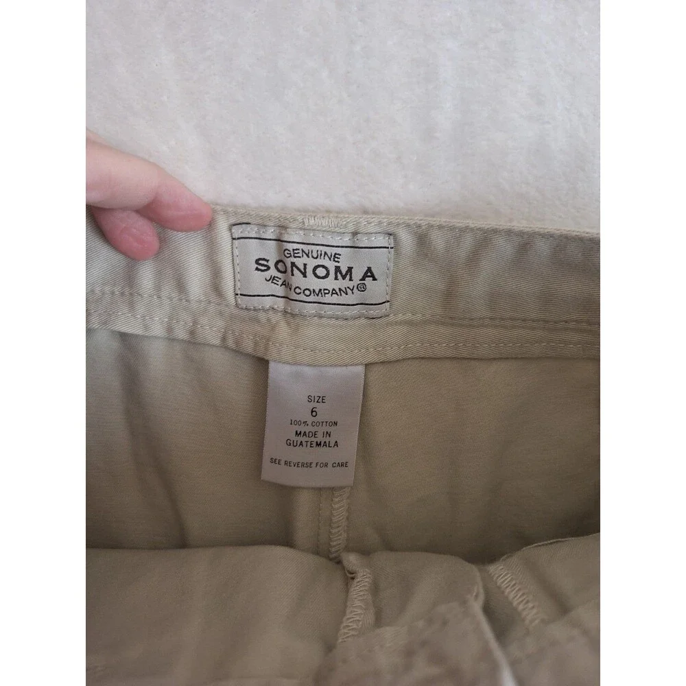 Sonoma Genuine Womens Size 6 Skort Cream Khaki Pockets Cotton Shorts Back NWT